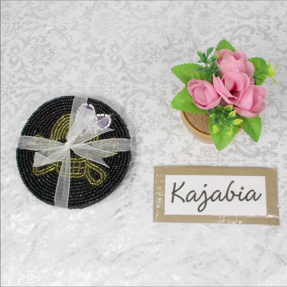 Set of 4 Beaded SKULL Coasters NWT